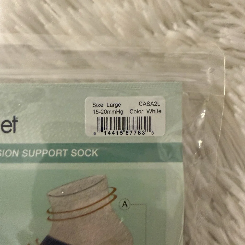New Ortho Feet Compression Support Socks White‎ 15-20mmHg Large